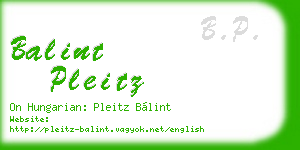 balint pleitz business card